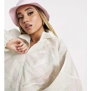 Nike Earth Day Windrunner Full Zip Oversized Jacket White With Neon Stripes